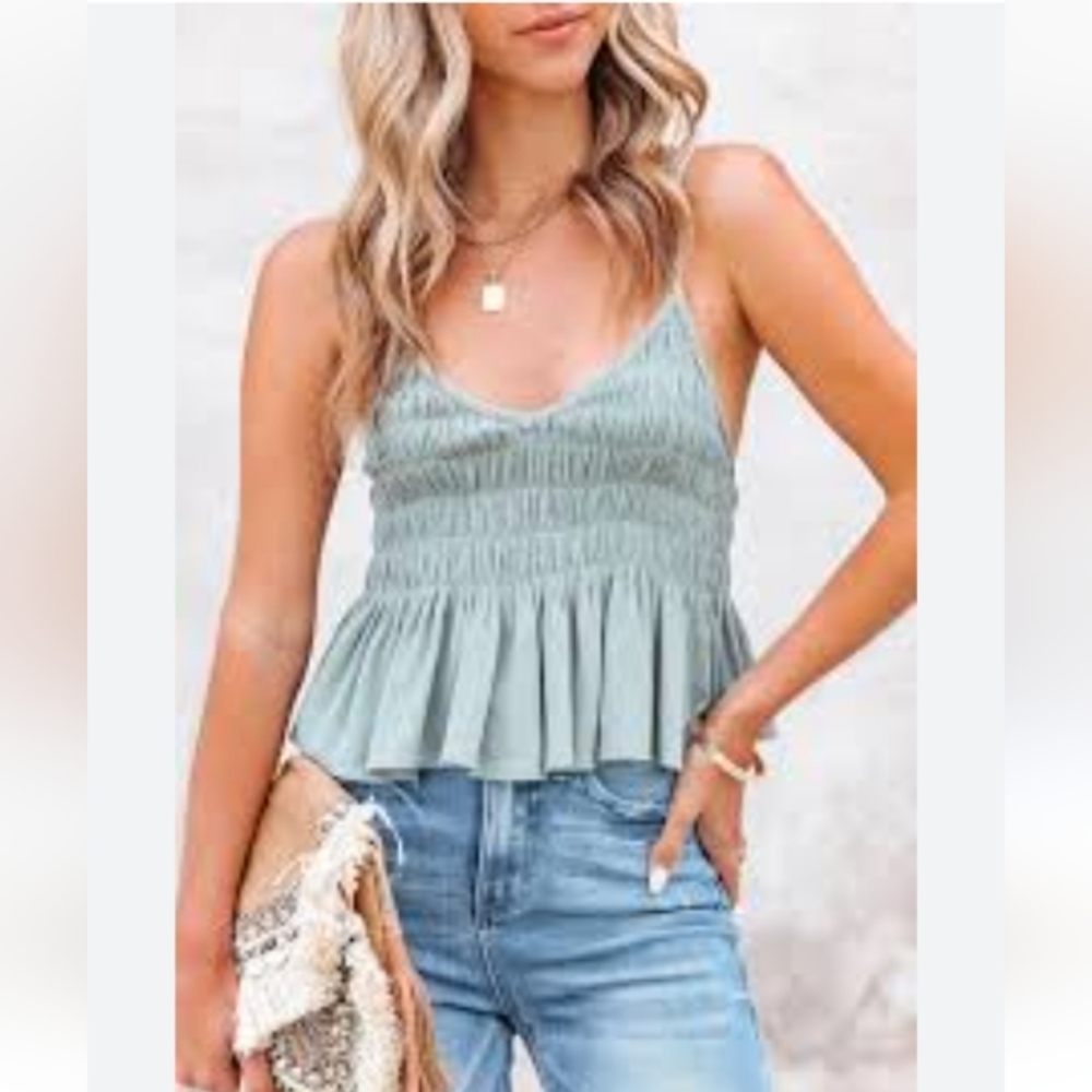 Rayon shirred tank top